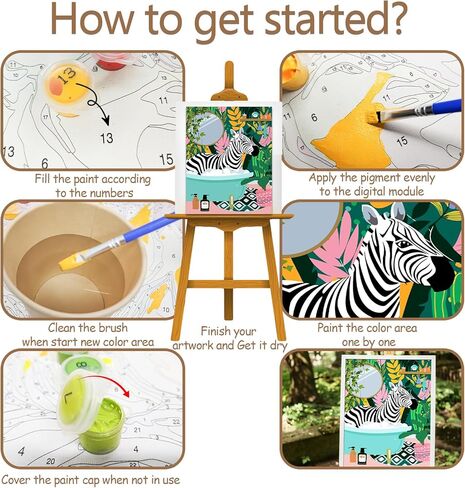 JATOK Paint by Numbers Kits for Adults, Painting Kits for Beginners On Clear Colored Canvas, Easy DIY Acrylic Pigment Drawing Paintwork for Home Wall Decor, Flower 30x40CM/12x16in (with Frame in Kuwait