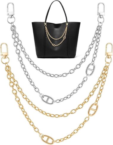 2Pcs Purse Chain Charms for Handbag Wallet Crossbody Bag Strap Extender Chain Women Bag Decoration Accessories(Style1(2PCS)-Gold Silver) in Saudi Arabia