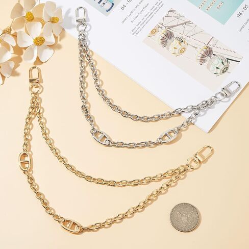 2Pcs Purse Chain Charms for Handbag Wallet Crossbody Bag Strap Extender Chain Women Bag Decoration Accessories(Style1(2PCS)-Gold Silver) in Saudi Arabia