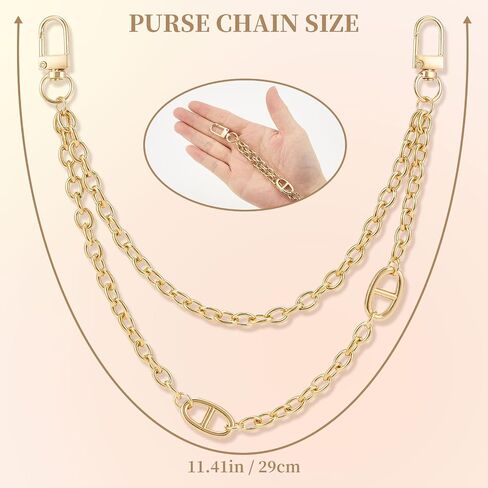 2Pcs Purse Chain Charms for Handbag Wallet Crossbody Bag Strap Extender Chain Women Bag Decoration Accessories(Style1(2PCS)-Gold Silver) in Saudi Arabia
