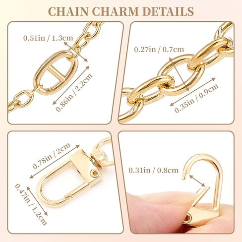 2Pcs Purse Chain Charms for Handbag Wallet Crossbody Bag Strap Extender Chain Women Bag Decoration Accessories(Style1(2PCS)-Gold Silver) in Saudi Arabia