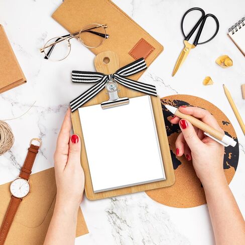 Chunful 6 Set Mini Clipboard 8.3 x 5.1 Inch Small Wooden Check Presenters with Note Pad for Kitchen Restaurant Cutting Boards Farmhouse Wall Decor with Metal Clip Bow for Home Housewarming Decor in Saudi Arabia