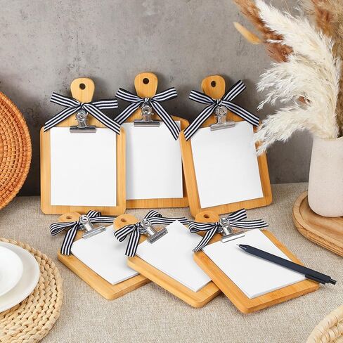 Chunful 6 Set Mini Clipboard 8.3 x 5.1 Inch Small Wooden Check Presenters with Note Pad for Kitchen Restaurant Cutting Boards Farmhouse Wall Decor with Metal Clip Bow for Home Housewarming Decor in Saudi Arabia