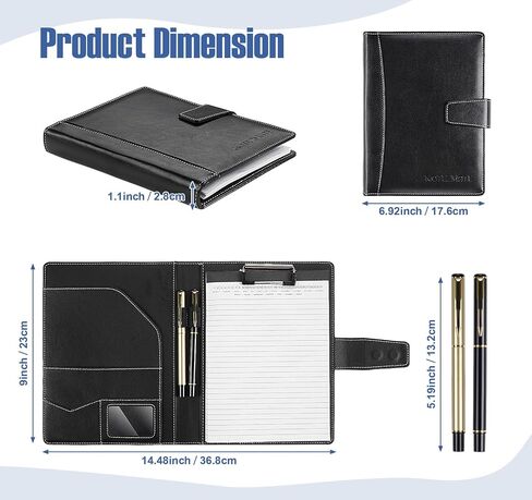 Portfolio Business Padfolio Folder, DIN A4 PU Leather Padfolio Clip Board,Magnetic Closure Clipboard with Cover Professional with 2 Pen, A4 Paper for Business School Office, Turquoise in Saudi Arabia