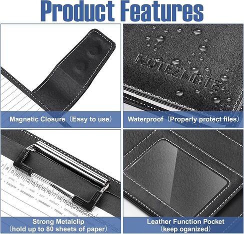 Portfolio Business Padfolio Folder, DIN A4 PU Leather Padfolio Clip Board,Magnetic Closure Clipboard with Cover Professional with 2 Pen, A4 Paper for Business School Office, Turquoise in Saudi Arabia