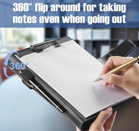 Portfolio Business Padfolio Folder, DIN A4 PU Leather Padfolio Clip Board,Magnetic Closure Clipboard with Cover Professional with 2 Pen, A4 Paper for Business School Office, Turquoise in Saudi Arabia