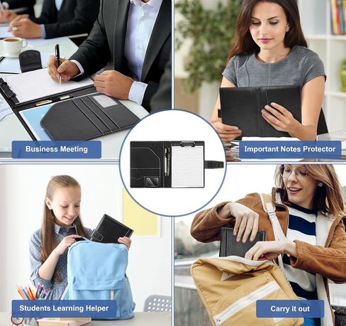 Portfolio Business Padfolio Folder, DIN A4 PU Leather Padfolio Clip Board,Magnetic Closure Clipboard with Cover Professional with 2 Pen, A4 Paper for Business School Office, Turquoise in Saudi Arabia