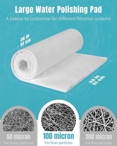 Pawfly Aquarium Flishing Filter Pad ، 100 Micron Fine Platishing Failder for Fish Tank Filters ، 36 × 24 بوصة خيط مرشح حوض السمك ، وسادة مرشح عالية الكثافة للبرك و Sumps in Kuwait