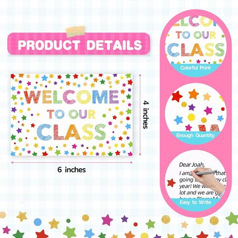 Teacher Postcards for Students 30Pcs Confetti Back to School Postcards for Students Kids from Teacher Welcome to Our Class Postcard Preschool Kindergarten Postcard Gifts for Teachers Supplies in Kuwait