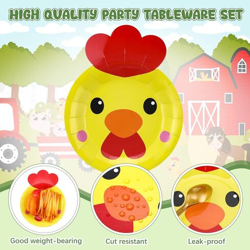Zhehao 120pcs 7 Inch Farm Party Paper Plates Disposable Farm Animal Shape Plates Theme Supplies Tableware Livestock Animals Cartoon Animal Decorations for Birthday Party in Kuwait