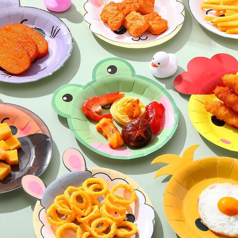 Zhehao 120pcs 7 Inch Farm Party Paper Plates Disposable Farm Animal Shape Plates Theme Supplies Tableware Livestock Animals Cartoon Animal Decorations for Birthday Party in Kuwait