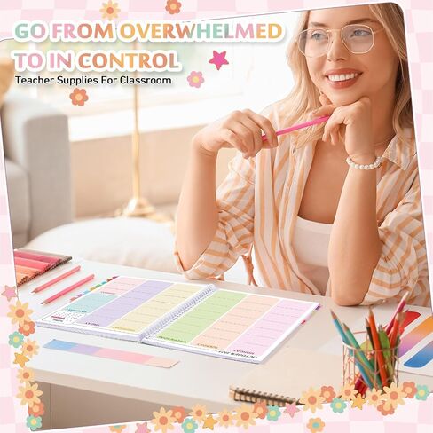 Teacher Planner 2025-2026 July 2025-June 2026, 11 x 8 inch Teacher Lesson Planner with Stickers Colorful Monthly Tabs Lesson Plan Book for Teachers Home school Classroom Organizer(Retro) in Saudi Arabia