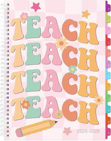 Teacher Planner 2025-2026 July 2025-June 2026, 11 x 8 inch Teacher Lesson Planner with Stickers Colorful Monthly Tabs Lesson Plan Book for Teachers Home school Classroom Organizer(Retro) in Saudi Arabia