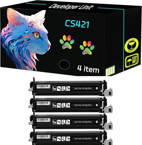 High Yield CS421 Developer Unit Compatible for Lexmark CS421 CS521 CS622 CX421 CX522 CX622 CX625 Printers, Print Clearly (4 Pack Black) in Saudi Arabia