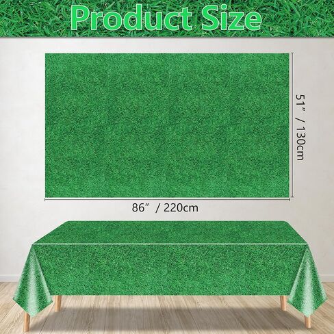 2 Pack Green Grass Tablecloths, 87x51'' Grass Pattern Plastic Disposable Table Cover Football Field Soccer Field Table Cloth for Sports Theme Parties Supplies Golf Soccer Football Event Decorations in Saudi Arabia