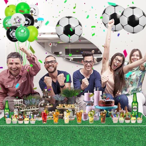2 Pack Green Grass Tablecloths, 87x51'' Grass Pattern Plastic Disposable Table Cover Football Field Soccer Field Table Cloth for Sports Theme Parties Supplies Golf Soccer Football Event Decorations in Saudi Arabia