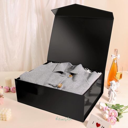Rosegld Extra Gift Gift Box 20x16x7.2 Inghes ، صندوق هدايا مغناطيسي أبيض عملاق مع أغطية للهدايا ، صندوق اقتراح وصيفات الشرف (أبيض لامع) in Kuwait