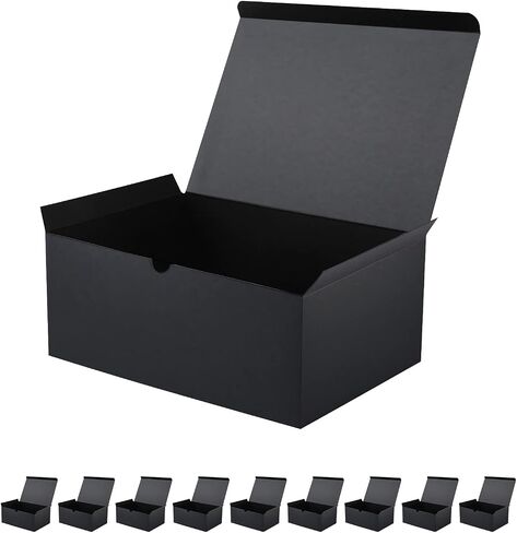 10 Gift Boxes 9.5x6.5x4 Inches, Matte Black Gift Boxes Bulks for Mother's Day, Father's Day, Party, Birthday, Groomsman Proposal Boxes for Light Gifts in Kuwait