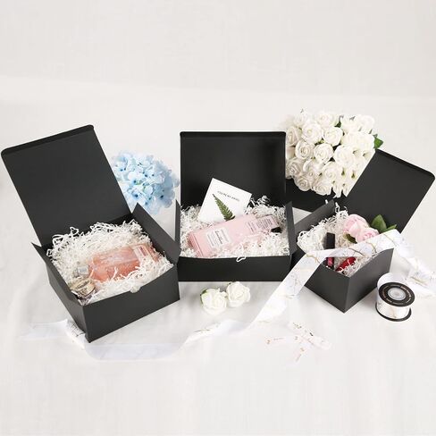 10 Gift Boxes 9.5x6.5x4 Inches, Matte Black Gift Boxes Bulks for Mother's Day, Father's Day, Party, Birthday, Groomsman Proposal Boxes for Light Gifts in Kuwait