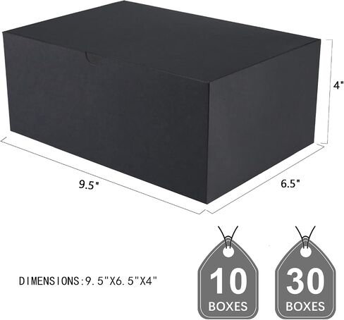 10 Gift Boxes 9.5x6.5x4 Inches, Matte Black Gift Boxes Bulks for Mother's Day, Father's Day, Party, Birthday, Groomsman Proposal Boxes for Light Gifts in Kuwait