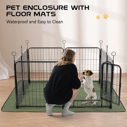 Lekesky Dog Playpen Indoor, 24 Inch 8 Panels Dog Play Pen with Bottom Mat, Metal Heavy Duty Pet Playpen for Puppys and Small Dogs, Black in Saudi Arabia