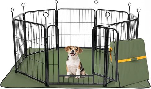 Lekesky Dog Playpen Indoor, 24 Inch 8 Panels Dog Play Pen with Bottom Mat, Metal Heavy Duty Pet Playpen for Puppys and Small Dogs, Black in Saudi Arabia