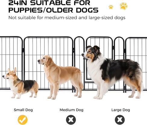 Lekesky Dog Playpen Indoor, 24 Inch 8 Panels Dog Play Pen with Bottom Mat, Metal Heavy Duty Pet Playpen for Puppys and Small Dogs, Black in Saudi Arabia