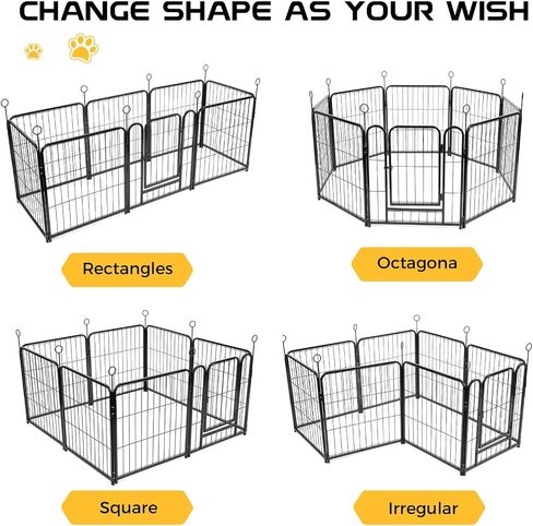 Lekesky Dog Playpen Indoor, 24 Inch 8 Panels Dog Play Pen with Bottom Mat, Metal Heavy Duty Pet Playpen for Puppys and Small Dogs, Black in Saudi Arabia