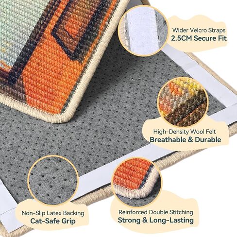 3-in-1 Sisal Cat Scratcher Mat 23.6x15.7 – Durable Scratch Rug for Floor & Wall with Sticker Tape, Protects Couch, Carpet & Furniture, Anti-Slip, Pet-Safe for Indoor/Outdoor Cats, Golden Afterglow in Kuwait