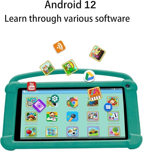 8 Inch Kids Tablet, Android 11 Toddler Tablet, 32GB ROM+2GB RAM, Quad-core Processor, 1280x800 IPS HD Eye-Care Touchscreen, 8MP Camera Tablets PC with Silicone Case in Kuwait