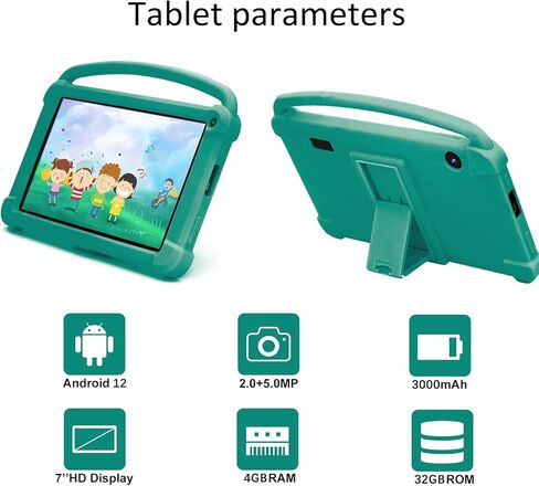8 Inch Kids Tablet, Android 11 Toddler Tablet, 32GB ROM+2GB RAM, Quad-core Processor, 1280x800 IPS HD Eye-Care Touchscreen, 8MP Camera Tablets PC with Silicone Case in Kuwait