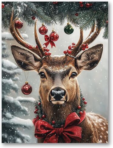 Ginfonr DIY 5D Diamond Art Kits for Adults, Deer Diamond Painting for Adults, Diamond Art Christmas Full Drill, Diamond Art Kits Embroidery Rhinestone Craft for Home Wall Decor 12 * 16 Inch04 in Saudi Arabia