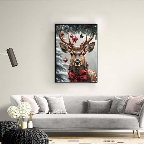 Ginfonr DIY 5D Diamond Art Kits for Adults, Deer Diamond Painting for Adults, Diamond Art Christmas Full Drill, Diamond Art Kits Embroidery Rhinestone Craft for Home Wall Decor 12 * 16 Inch04 in Saudi Arabia