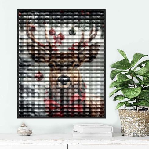 Ginfonr DIY 5D Diamond Art Kits for Adults, Deer Diamond Painting for Adults, Diamond Art Christmas Full Drill, Diamond Art Kits Embroidery Rhinestone Craft for Home Wall Decor 12 * 16 Inch04 in Saudi Arabia