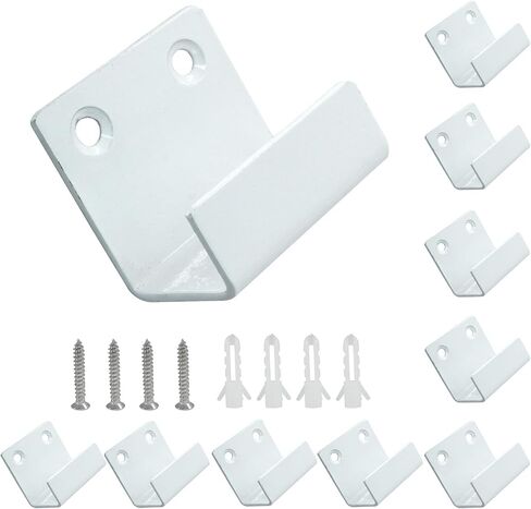 Litoexpe 10 pcs by tile display شماعات الجدار الداخلية عرض 25 مم ، قوسين على الحائط من الفولاذ المقاوم للصدأ خطاف الجدار الثقيلة مثبتة على المشبك J للمرايا صورة إطار جدار سيراميك (أبيض) in Kuwait