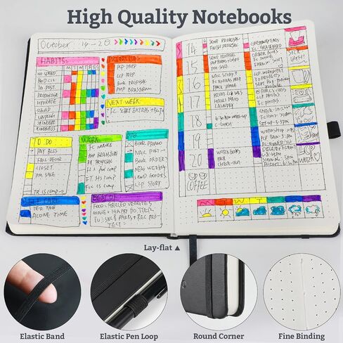 Bullet Journal Dotted Gardcover Noteboor ، 140 صفحة 120GSM ورقة للتغذية ، أخذ الملاحظات ، يوميات ، 5.7 '*8.3' ، بورجوندي in Kuwait