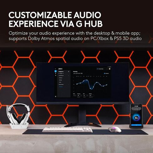 Logitech G Astro A50 Multi-Platform Wireless Gaming Headset - Black | For PS5, Xbox, PC, Switch - PLAYSYNC Audio Switcher, <16 bit/48kHz (Console), <24 bit/48 kHz (PC), <24hr Battery, 2.4GHz & BT in Saudi Arabia