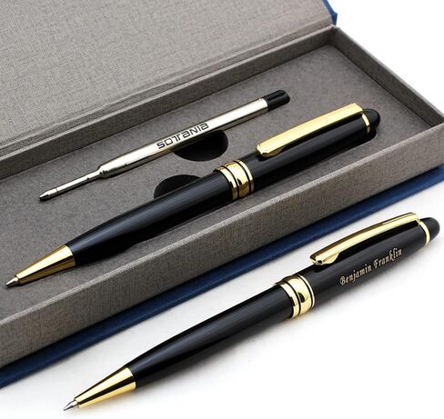 Free Engraving - Personalized Roller Ballpen, Ballpoint pen, Refillable Pens, Retractable Medium Refill Pen Black Ink, Custom Gifts for Men and Women, Classy Gift Box in Kuwait