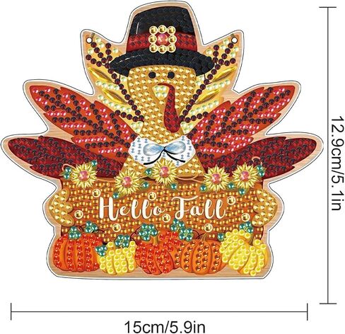 DIY Diamond Painting Hello Fall Hanging Sign – Maple Leaf Door Hanger with Pumpkins, Fall Leaves, Autumn Thanksgiving Wall Window Decor Craft Kit for Porch Farmhouse in Kuwait