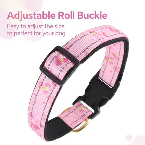 QQPETS Reflective Dog Collar with Soft Neoprene Padded Breathable Nylon Pet Collar Adjustable for Small Medium Large Dogs in Kuwait