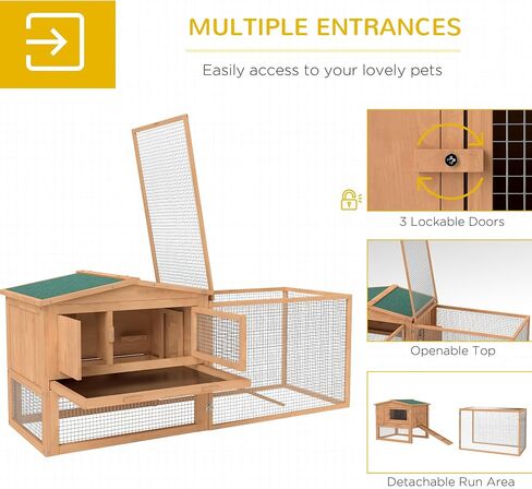 PawHut Rabbit Hutch 2-Story Bunny Cage, Guinea Pig Cage, Small Animal House with Slide Out Tray, for Indoor Outdoor, 61.5" x 23" x 27", Light Blue in Saudi Arabia