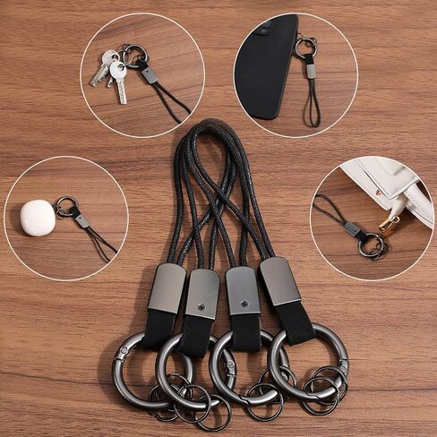 Gorgecraft 4pcs محول الاتصال حزام حبل حزام أصلي مفاتيح مع حزام حزام شبل حبل مفتاح قصاصات قصاصات أصابع الموصلات للأجهزة الإلكترونية الصغيرة mp3 مفاتيح بطاقة هوية (أسود) in Kuwait