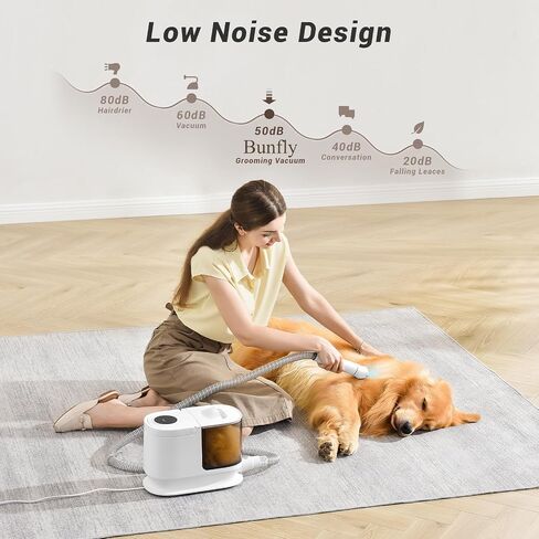 Bunfly Dog Grooming Kit & Dog Hair Vacuum, 3.5L Capacity Pet Grooming Vacuum with 13000kpa Strong Suction 99% Pet Hair,17 Tools Shedding Pet Hair, Home Cleaning -White in Kuwait