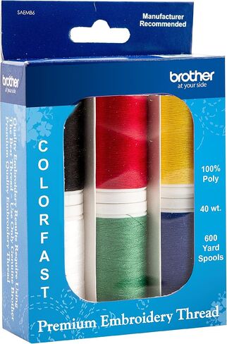Brother SAEMB6 Premium Embroidery Thread, 6 spools, 100 percent polyester,Various in Saudi Arabia