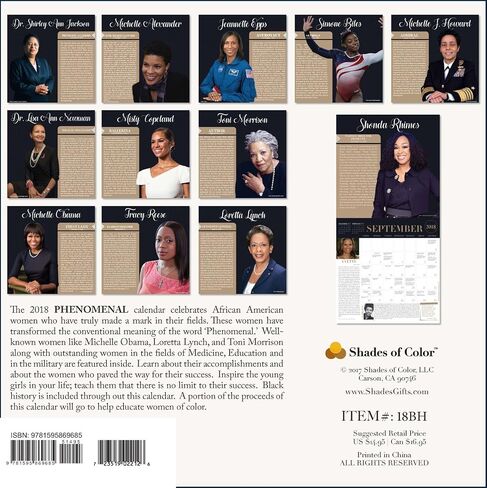 2025 African American Monthly Wall Calendar, Shades of Color: Black History, Highlighting Black Culture Through Beautiful Art, 12 by 12 Inches in Saudi Arabia