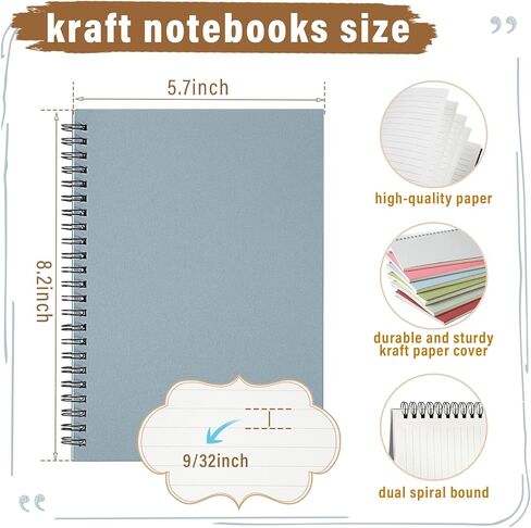 Fuutreo 24 Pcs Spiral Notebook for Work A5 8.3 x 5.7 Inch College Ruled Spiral Journal Notebook Kraft Cover, 12 Color, 60 Sheets, 120 Pages for Office School Supplies(Candy Color) in Saudi Arabia