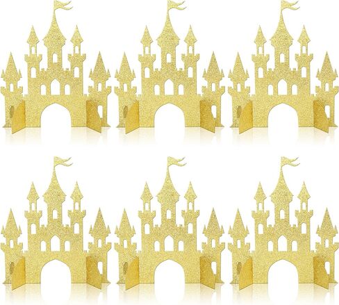 2 PCS Princess Castle Menced Princess Thream Table Centerpieces Princess Castle موضوع عيد ميلاد الطاولة زخارف الطاولة للاستحمام الطفل الأميرة حفل عيد ميلاد للحفلات المركزية اللوازم الذهب in Kuwait