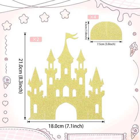 2 PCS Princess Castle Menced Princess Thream Table Centerpieces Princess Castle موضوع عيد ميلاد الطاولة زخارف الطاولة للاستحمام الطفل الأميرة حفل عيد ميلاد للحفلات المركزية اللوازم الذهب in Kuwait
