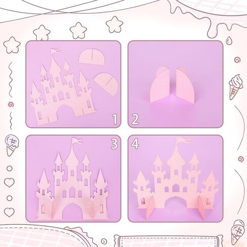 2 PCS Princess Castle Menced Princess Thream Table Centerpieces Princess Castle موضوع عيد ميلاد الطاولة زخارف الطاولة للاستحمام الطفل الأميرة حفل عيد ميلاد للحفلات المركزية اللوازم الذهب in Kuwait