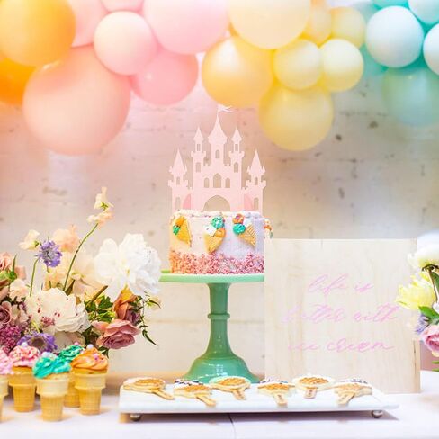 2 PCS Princess Castle Menced Princess Thream Table Centerpieces Princess Castle موضوع عيد ميلاد الطاولة زخارف الطاولة للاستحمام الطفل الأميرة حفل عيد ميلاد للحفلات المركزية اللوازم الذهب in Kuwait